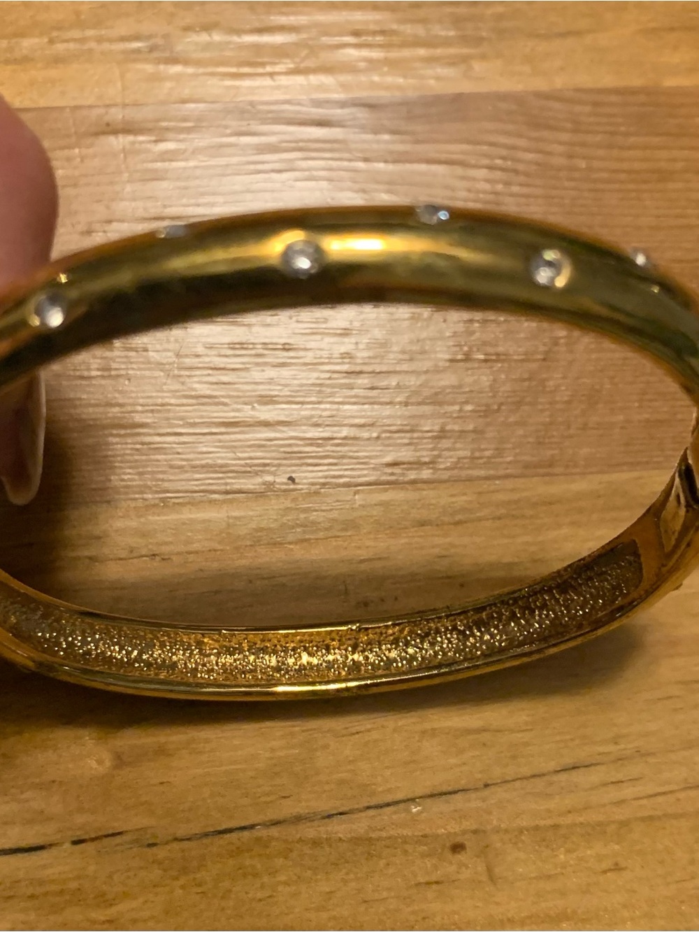 Gold-tone Crystal Accent Hinged Bangle Bracelet